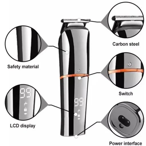 Professional All-in-One Men's Grooming Kit: Electric Beard and Hair Trimmer, Eyebrow Shaper, Body Shaver - Image 3