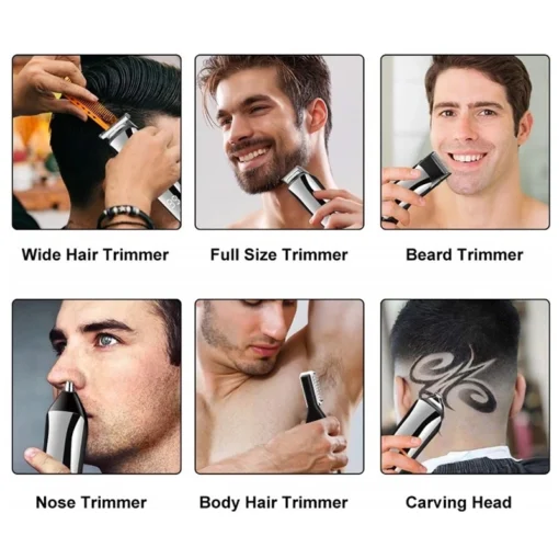 Professional All-in-One Men's Grooming Kit: Electric Beard and Hair Trimmer, Eyebrow Shaper, Body Shaver - Image 4