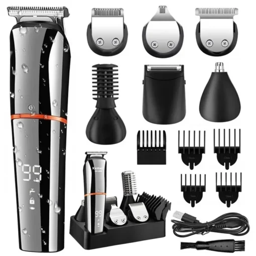 Professional All-in-One Men's Grooming Kit: Electric Beard and Hair Trimmer, Eyebrow Shaper, Body Shaver