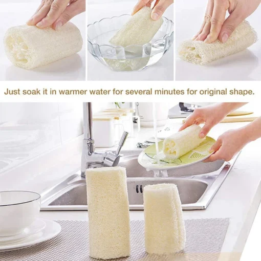 Natural Organic Loofah Bath Sponge Set Exfoliating Scrubber For Removing Dead Skin - Image 4
