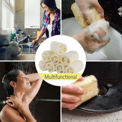 Natural Organic Loofah Bath Sponge Set Exfoliating Scrubber For Removing Dead Skin - Image 5