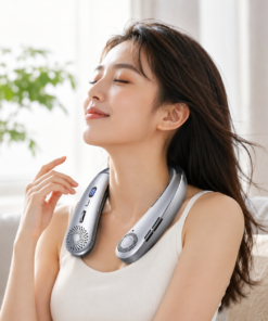 Rechargeable Neck Fan with LED Light – Lightweight Hands-Free Wearable Cooling Fan, Low Noise USB Charging Portable Fan for Indoor, Outdoor, Sports & Travel