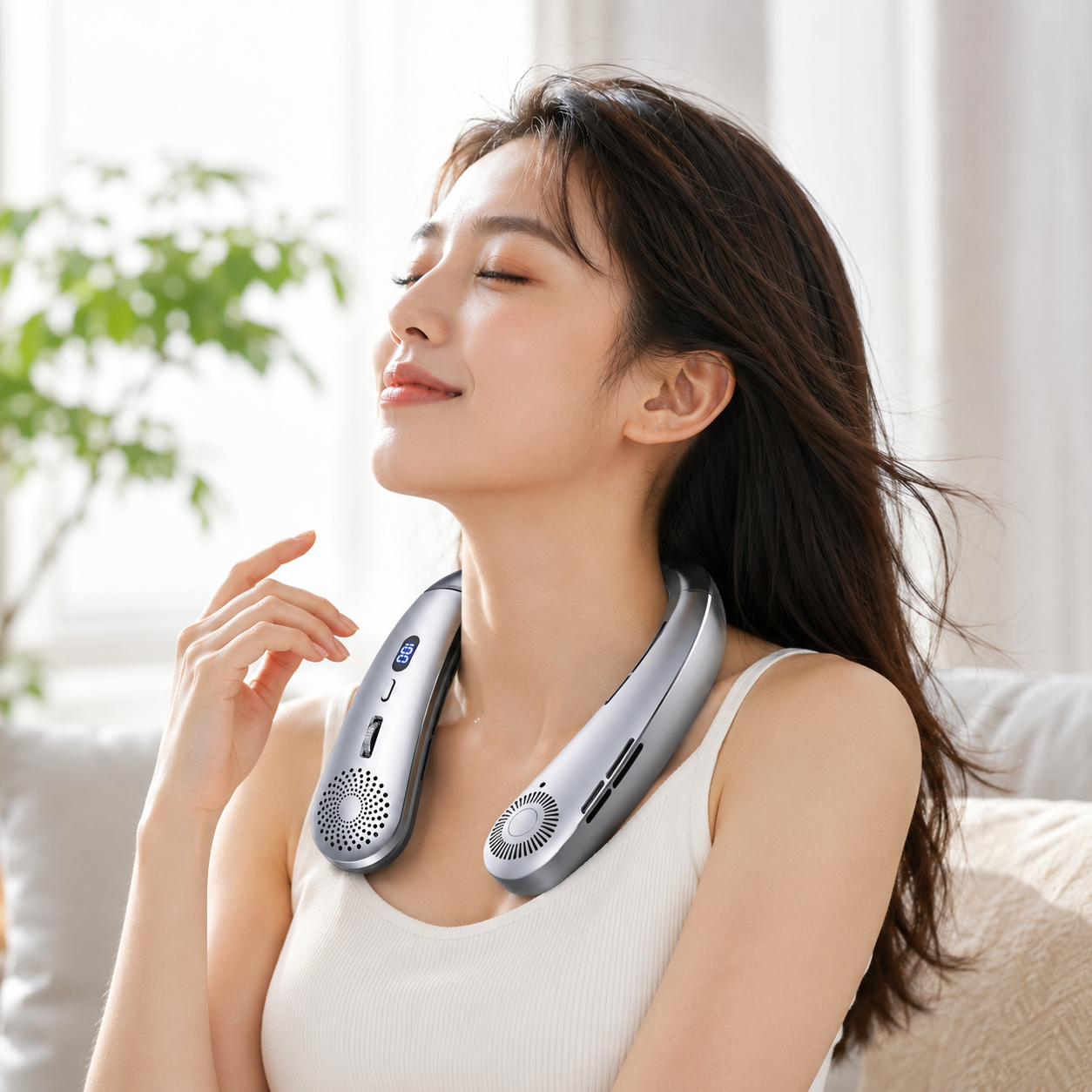 Rechargeable Neck Fan with LED Light – Lightweight Hands-Free Wearable Cooling Fan, Low Noise USB Charging Portable Fan for Indoor, Outdoor, Sports & Travel 2 Rechargeable Neck Fan with LED Light – Lightweight Hands-Free Wearable Cooling Fan, Low Noise USB Charging Portable Fan for Indoor, Outdoor, Sports & Travel