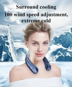 Alternative view of Rechargeable Neck Fan with LED Light – Lightweight Hands-Free Wearable Cooling Fan, Low Noise USB Charging Portable Fan for Indoor, Outdoor, Sports & Travel