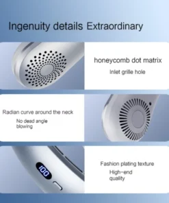 Rechargeable Neck Fan with LED Light – Lightweight Hands-Free Wearable Cooling Fan, Low Noise USB Charging Portable Fan for Indoor, Outdoor, Sports & Travel 12 kf Sdcc5605c184e4a53b8560f2880fcaccb6