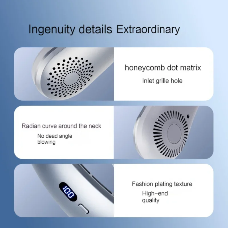 Rechargeable Neck Fan with LED Light – Lightweight Hands-Free Wearable Cooling Fan, Low Noise USB Charging Portable Fan for Indoor, Outdoor, Sports & Travel 7 Rechargeable Neck Fan with LED Light – Lightweight Hands-Free Wearable Cooling Fan, Low Noise USB Charging Portable Fan for Indoor, Outdoor, Sports & Travel - Image 6